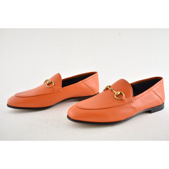 Gucci Brixton Collapsible Deep Orange Leather Horsebit Slipper Flat Loafer 36 - Picture 14 of 16